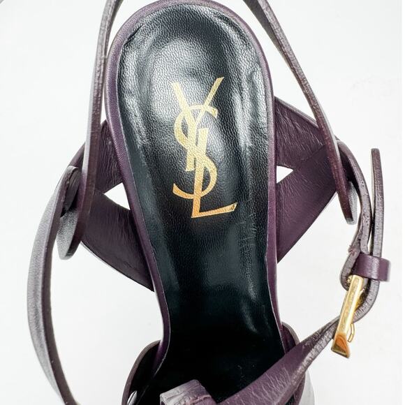 Saint Laurent YSL Tribute 135 Plum Purple Platform Strap Heels Sandals size 40 - Picture 11 of 15